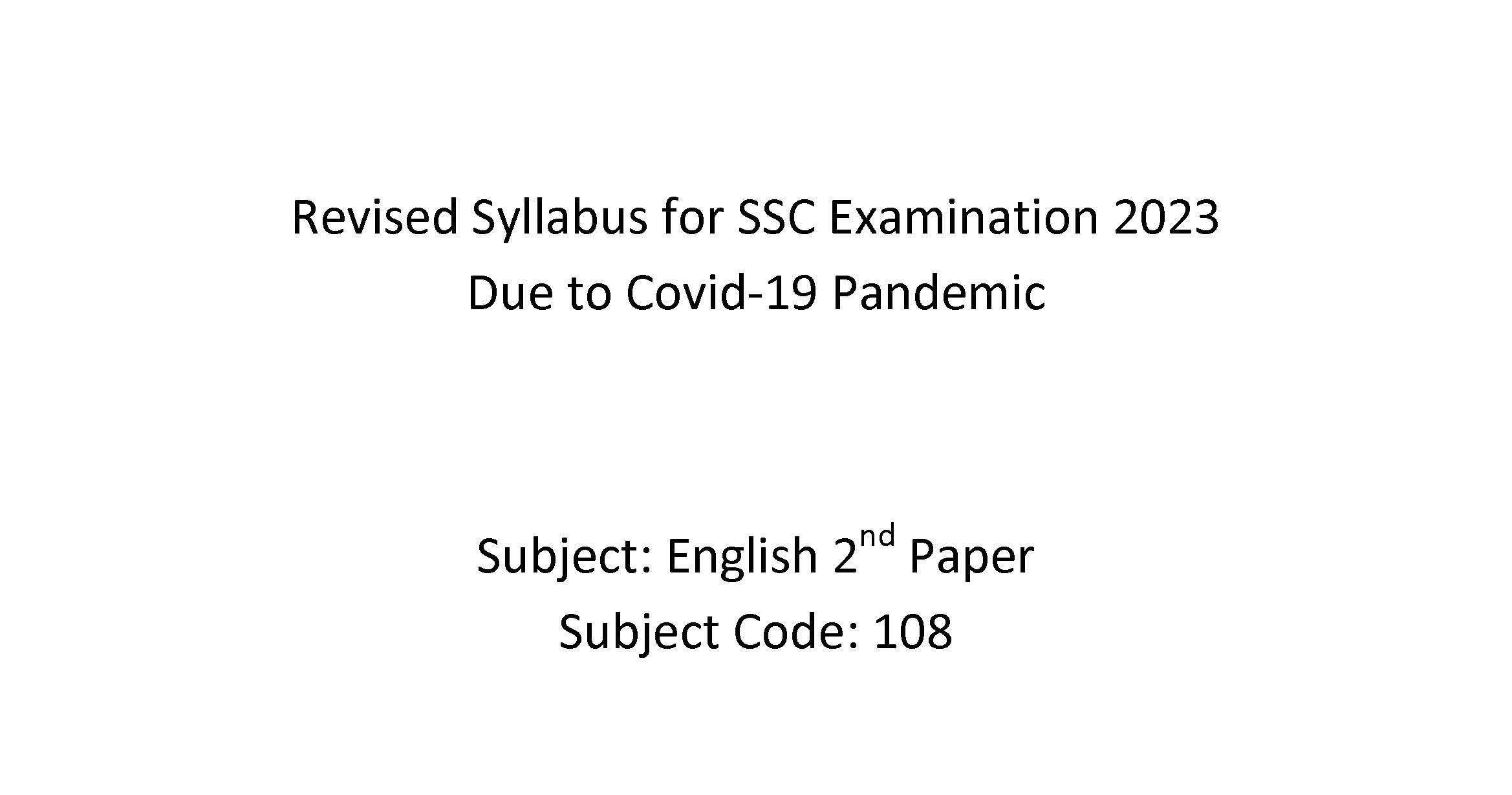SSC Short Syllabus 2024